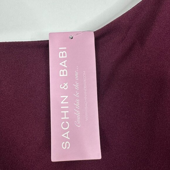 NWT SACHIN + BABI Cece Gown in Deep Wine One-Shoulder Maxi Dress Long Column 8 - Picture 10 of 14